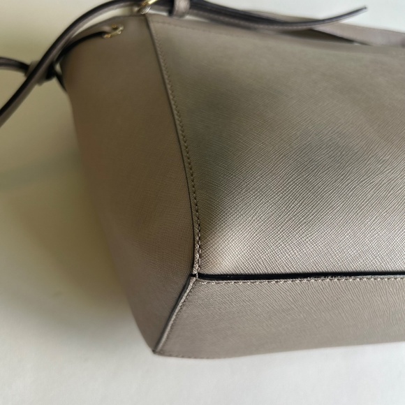 Kate Spade Grey Crossgrain Leather Handbag Shoulder Bag - Picture 9 of 15